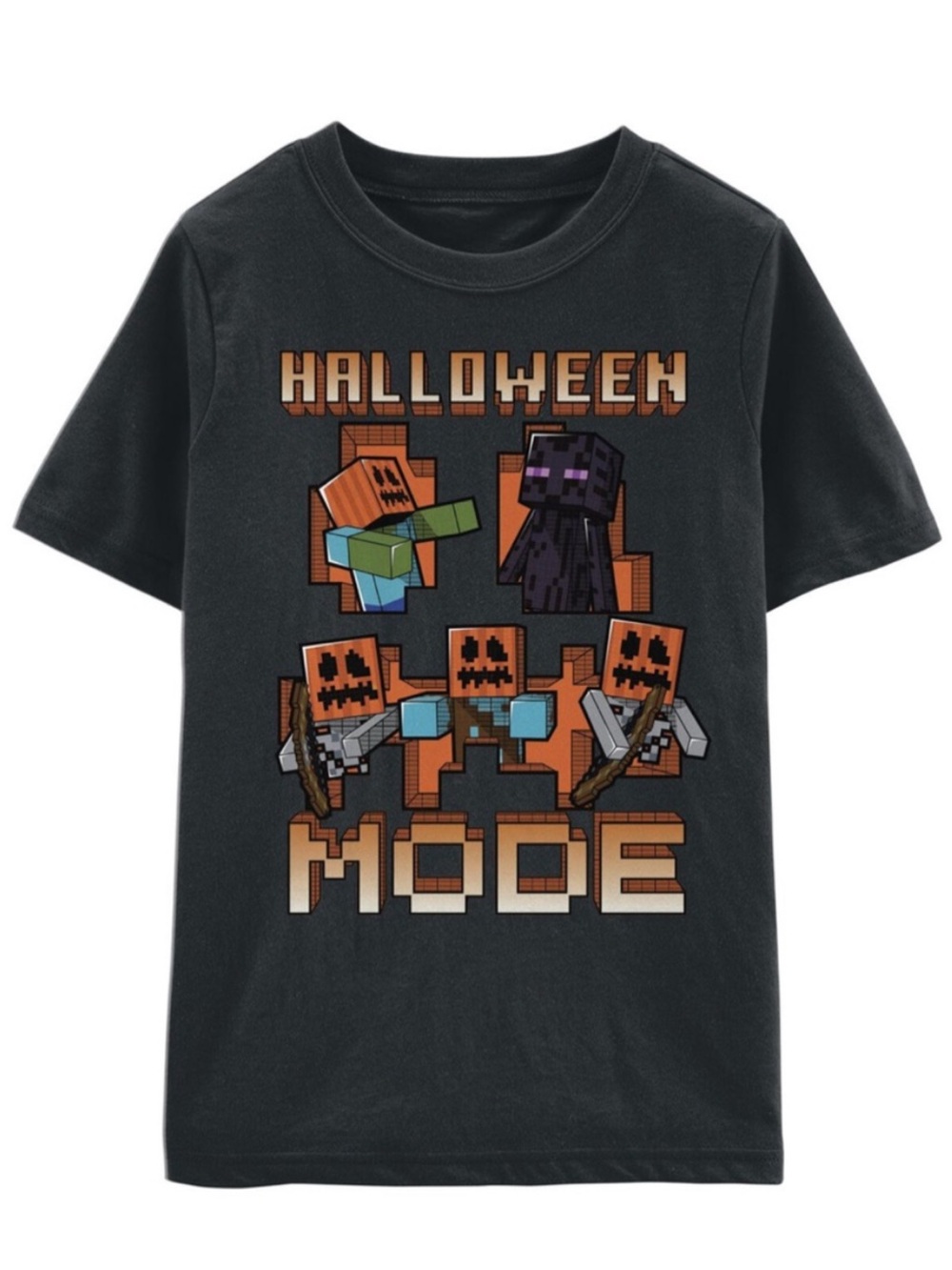 Carter’s Boys Minecraft Halloween Pumpkin Blockhead Tee Zombie Enderman Skeleton